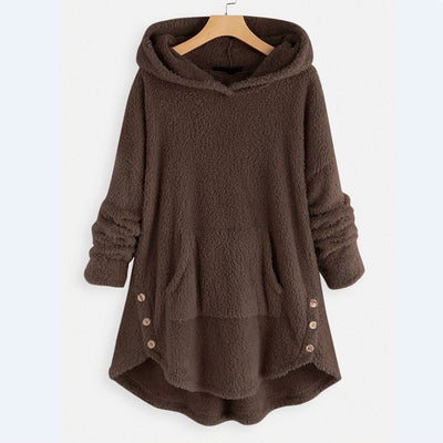 Lena | Damen Plüsch-Hoodie Sweatshirt Reißverschluss Katzen-Print Fleece
