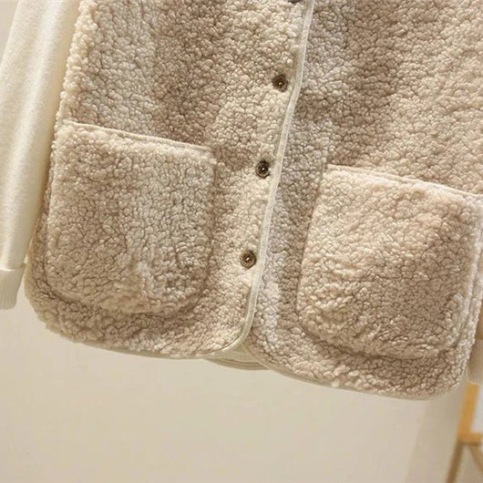 Marlene | Damen Puffer Vest Teddyfleece Weste mit Knopfleiste