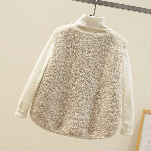 Marlene | Damen Puffer Vest Teddyfleece Weste mit Knopfleiste