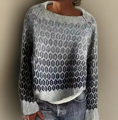 Charlotte | Damen Relaxed-Fit Rundhals Knit Sweater Isländisches Strickmuster
