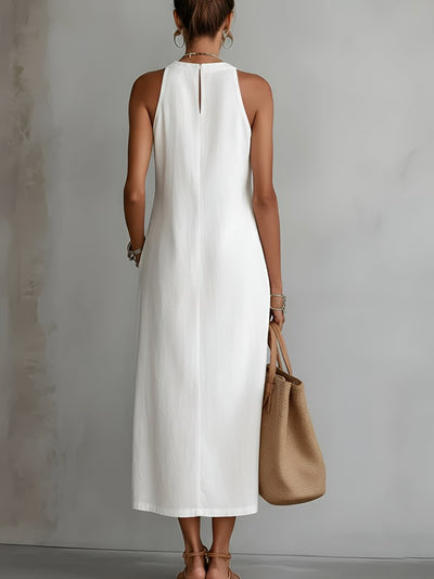 Elfriede | Damen Ärmellos Bestickt Midi-Kleid