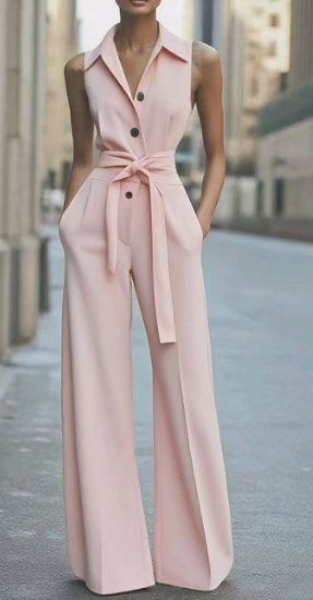 Marie | Damen Ärmellos Weites-Bein Taillierter Jumpsuit