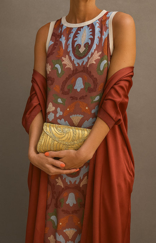 Annika | Damen Ärmelloses Florales Maxikleid mit Mantel Set