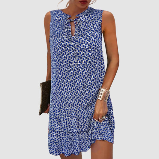 Marie | Damen Ärmelloses Gemustertes Kurzkleid Lockerer Schnitt
