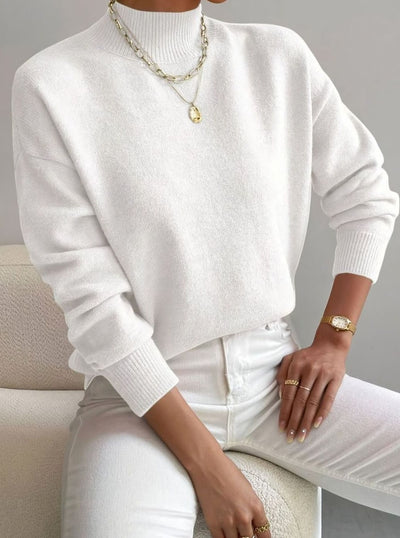 Marlene | Damen Rollkragen Strickpullover mit Rippenmuster Weicher Winterpullover