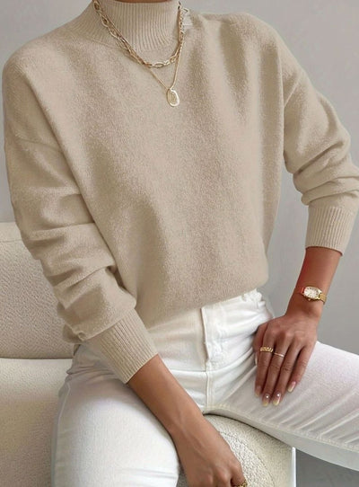 Marlene | Damen Rollkragen Strickpullover mit Rippenmuster Weicher Winterpullover