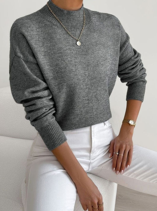 Marlene | Damen Rollkragen Strickpullover mit Rippenmuster Weicher Winterpullover