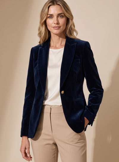 Elisabeth | Damen Samt Blazer mit Goldknöpfen schlanker Schnitt