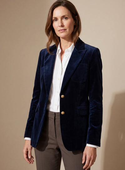 Elisabeth | Damen Samt Blazer mit Goldknöpfen schlanker Schnitt