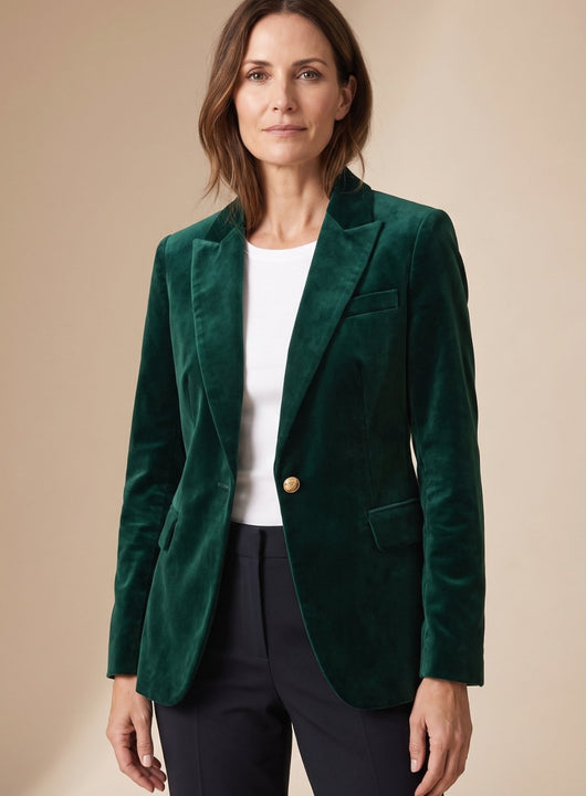 Elisabeth | Damen Samt Blazer mit Goldknöpfen schlanker Schnitt
