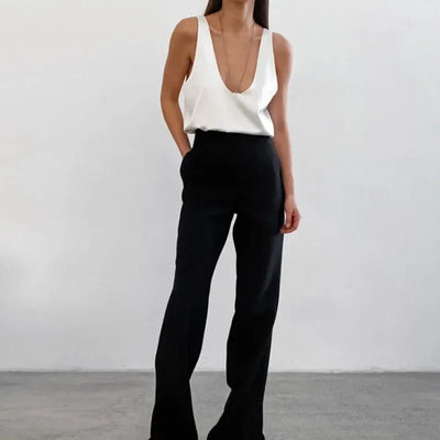 Hannah | Damen Satin Tank Top mit tiefem U-Ausschnitt
