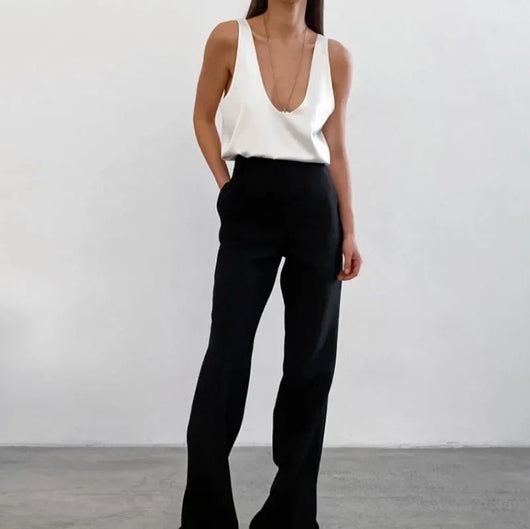 Hannah | Damen Satin Tank Top mit tiefem U-Ausschnitt