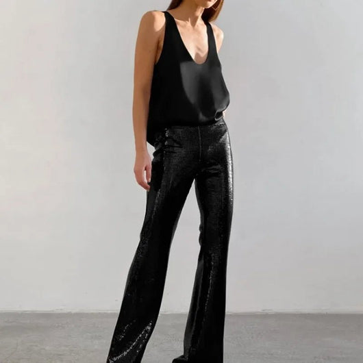Hannah | Damen Satin Tank Top mit tiefem U-Ausschnitt