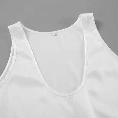 Hannah | Damen Satin Tank Top mit tiefem U-Ausschnitt