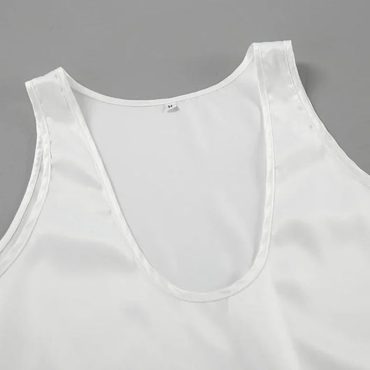 Hannah | Damen Satin Tank Top mit tiefem U-Ausschnitt