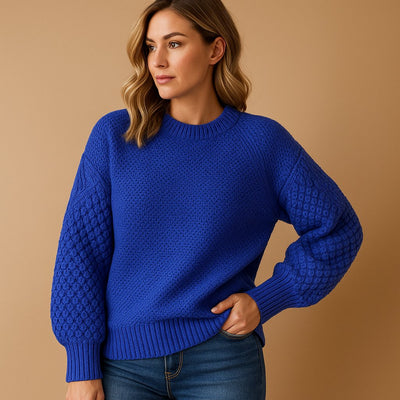 Elisabeth | Damen Soft-Knit Zopfmuster Langarm Pullover