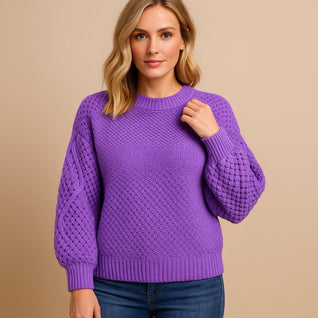 Elisabeth | Damen Soft-Knit Zopfmuster Langarm Pullover