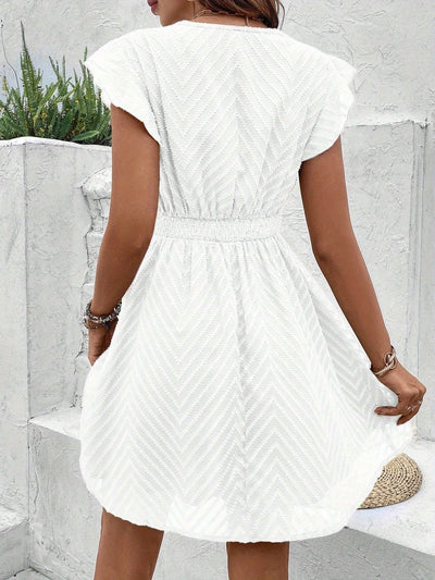 Elisabeth | Damen Sommerkleid V-Ausschnitt Spitzendetail Kurzarm