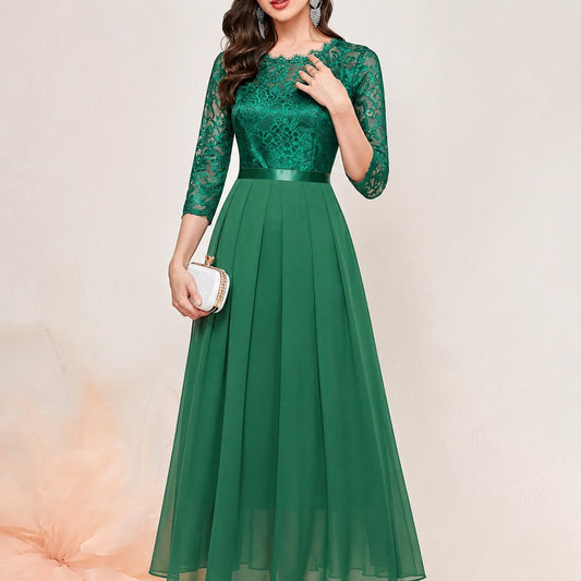 Katharina | Damen Spitzen Chiffon Abendkleid Elegant Formal Dress Maxi