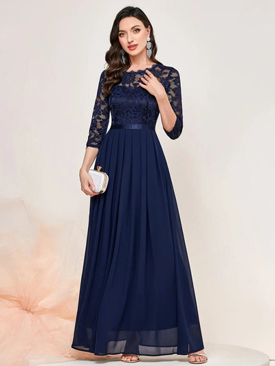 Katharina | Damen Spitzen Chiffon Abendkleid Elegant Formal Dress Maxi