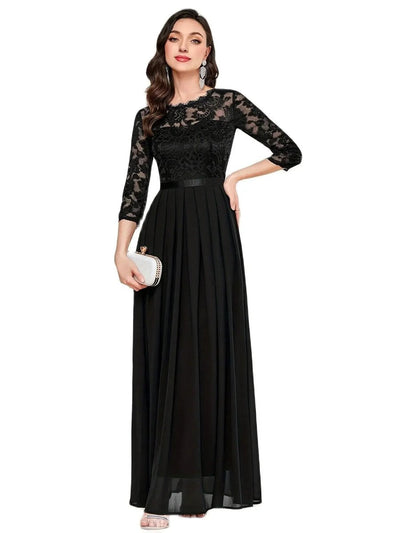 Katharina | Damen Spitzen Chiffon Abendkleid Elegant Formal Dress Maxi