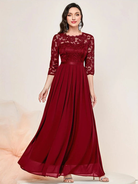 Katharina | Damen Spitzen Chiffon Abendkleid Elegant Formal Dress Maxi