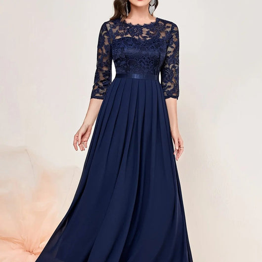 Katharina | Damen Spitzen Chiffon Abendkleid Elegant Formal Dress Maxi