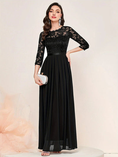 Katharina | Damen Spitzen Chiffon Abendkleid Elegant Formal Dress Maxi