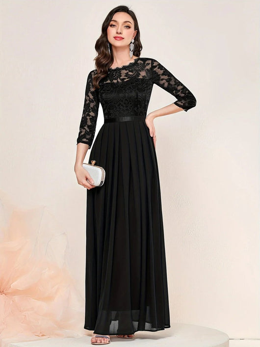 Katharina | Damen Spitzen Chiffon Abendkleid Elegant Formal Dress Maxi
