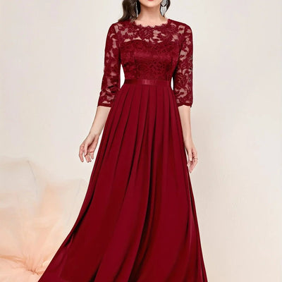 Katharina | Damen Spitzen Chiffon Abendkleid Elegant Formal Dress Maxi