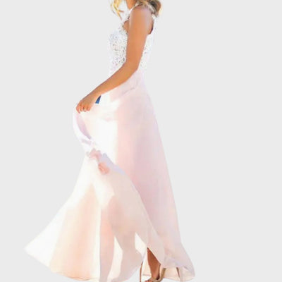 Nora | Damen Spitzen Cocktailkleid Chiffon Maxi Abendkleid