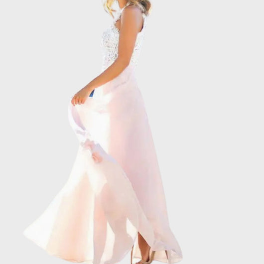 Nora | Damen Spitzen Cocktailkleid Chiffon Maxi Abendkleid