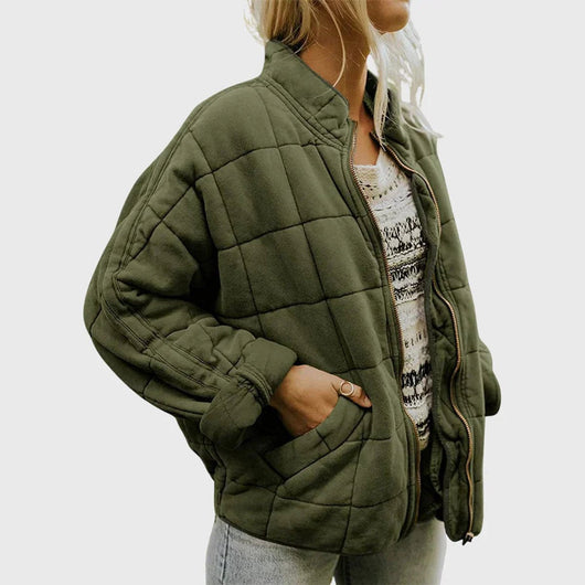 Nora | Damen Steppjacke leichte gefütterte Kurzjacke mit Reißverschluss