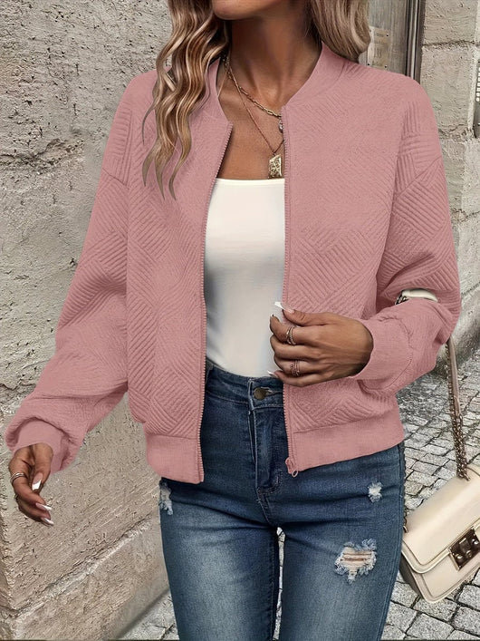 Annika | Damen Steppjacke leichte Zip-Up Bomberjacke strukturierter Stoff