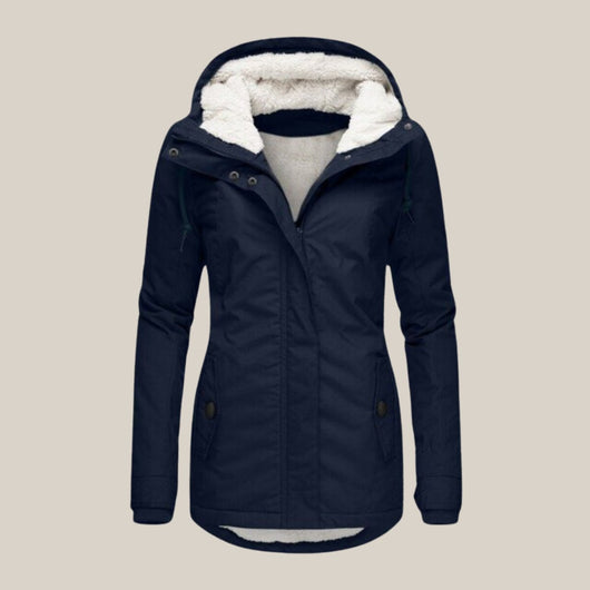 Leonie | Damen Steppjacke mit Fleecefutter Kapuze Winterjacke