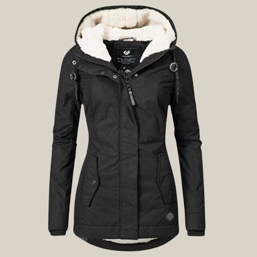 Leonie | Damen Steppjacke mit Fleecefutter Kapuze Winterjacke