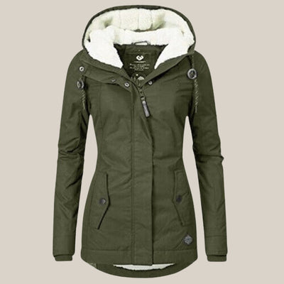Leonie | Damen Steppjacke mit Fleecefutter Kapuze Winterjacke