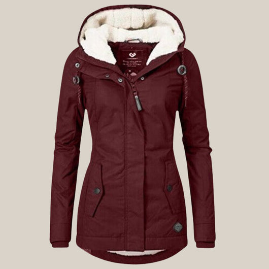 Leonie | Damen Steppjacke mit Fleecefutter Kapuze Winterjacke