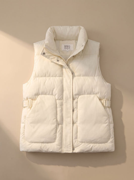 Marlene | Damen Steppweste Bodywarmer mit hohem Stehkragen und Pattentaschen