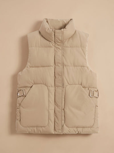 Marlene | Damen Steppweste Bodywarmer mit hohem Stehkragen und Pattentaschen