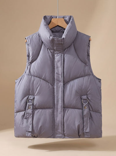 Nora | Damen Steppweste Bodywarmer mit hohem Stehkragen und Zierriemen