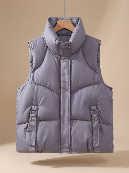 Nora | Damen Steppweste Bodywarmer mit hohem Stehkragen und Zierriemen