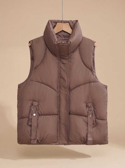 Nora | Damen Steppweste Bodywarmer mit hohem Stehkragen und Zierriemen