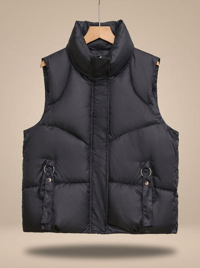 Nora | Damen Steppweste Bodywarmer mit hohem Stehkragen und Zierriemen