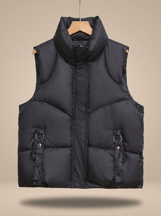 Nora | Damen Steppweste Bodywarmer mit hohem Stehkragen und Zierriemen