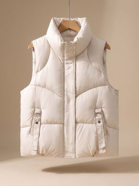 Nora | Damen Steppweste Bodywarmer mit hohem Stehkragen und Zierriemen