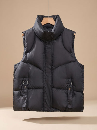 Nora | Damen Steppweste Bodywarmer mit hohem Stehkragen und Zierriemen
