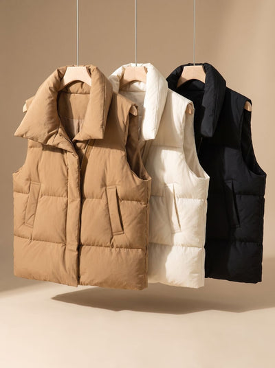 Annika | Damen Steppweste Bodywarmer mit Schalkragen Zweiwege-Reißverschluss Boxy-Schnitt