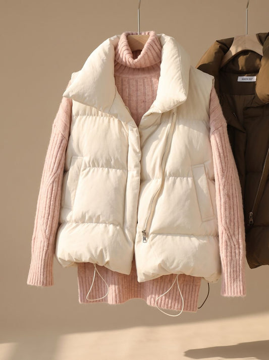 Annika | Damen Steppweste Bodywarmer mit Schalkragen Zweiwege-Reißverschluss Boxy-Schnitt
