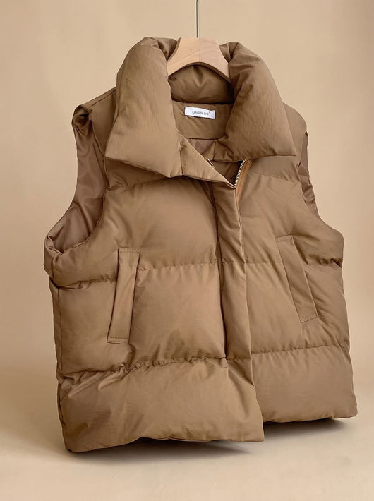 Annika | Damen Steppweste Bodywarmer mit Schalkragen Zweiwege-Reißverschluss Boxy-Schnitt